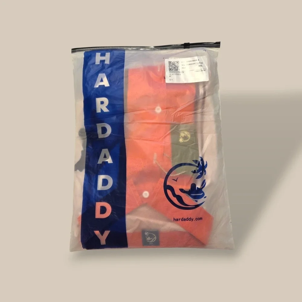 Hardaddy Mens XXL Orange Graphic Stripe Short Sleeve Button Down Shirt New